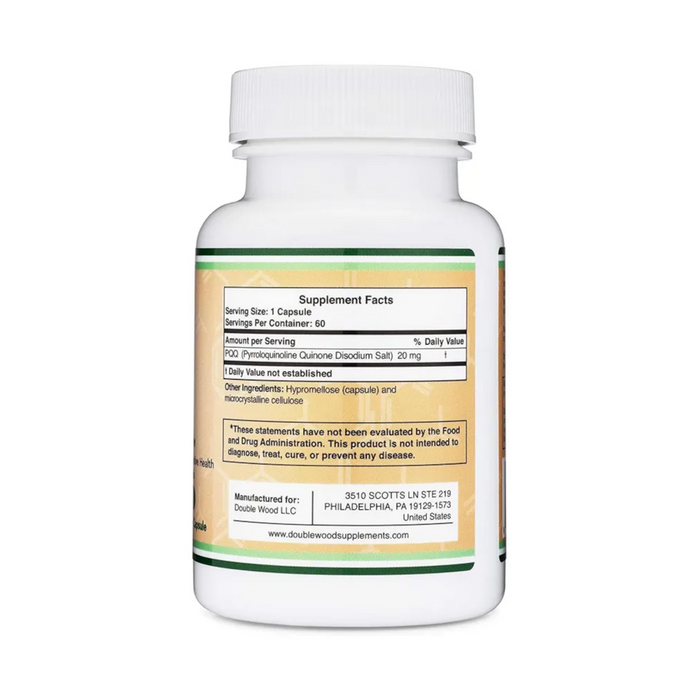 Double Wood PQQ 20mg - 60 Capsules - Health As It Ought to Be