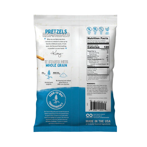 Quinn Whole Grain Sea Salt Pretzel Sticks, Gluten Free PATIENT ONLY - Health As It Ought to Be