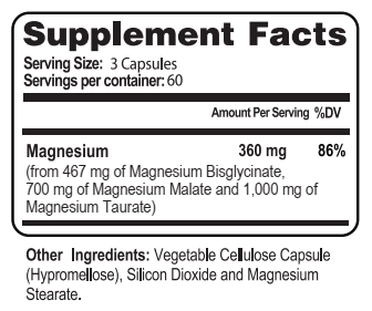 HAIOTB Magnesium Syn3rgy (Mag BisGlycinate, Mag Malate, Mag Taurate) - 180 Capsules