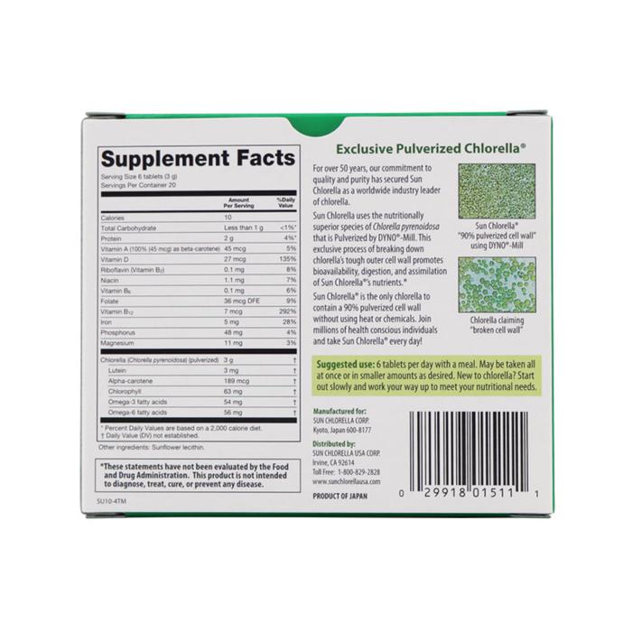 Sun Chlorella Tablets - 120 Tablets - Health As It Ought to Be