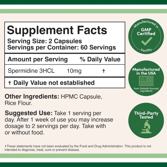 Double Wood Supplements Spermidine 10 mg - 120 Capsules