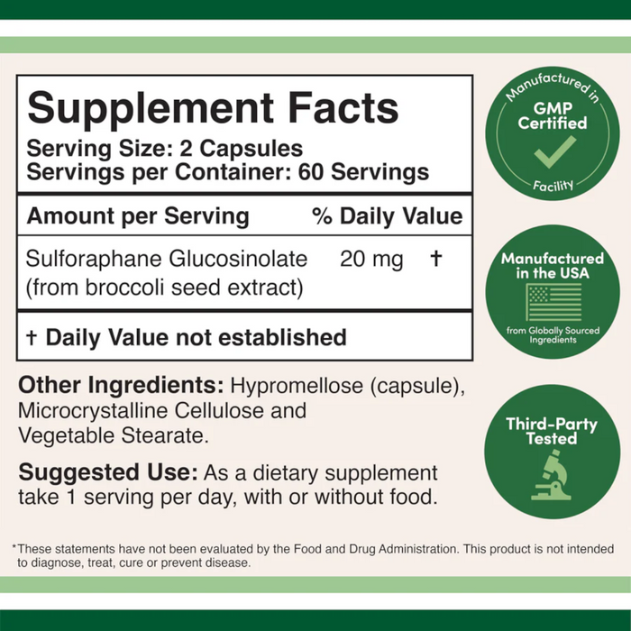 Double Wood Supplements Sulforaphane 20mg - 120 Capsules
