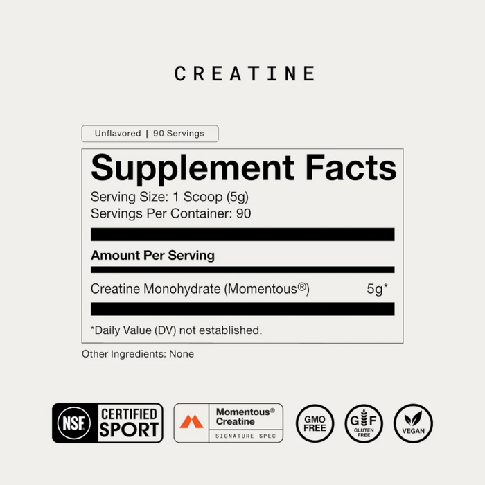 Momentous Creatine Unflavored, 90 Servings - 15.8 oz