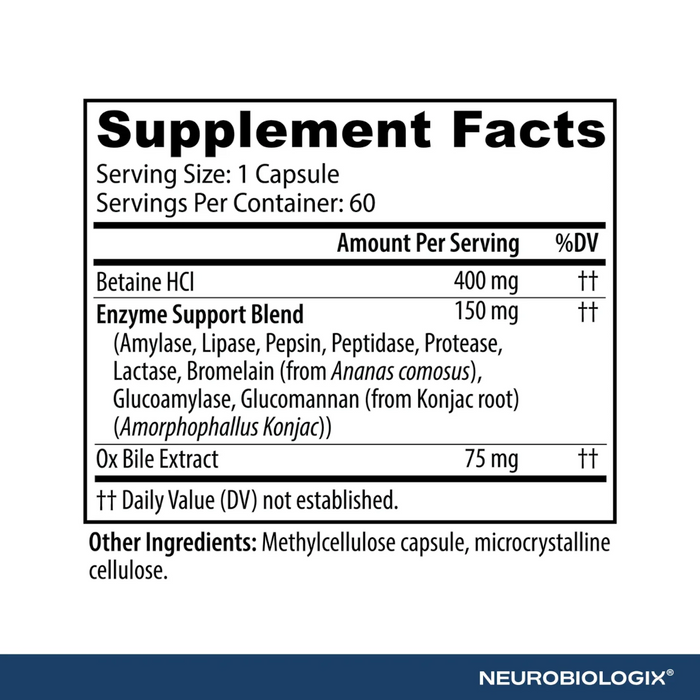 Neurobiologix Digestive Enzyme Complex - 60 Capsules