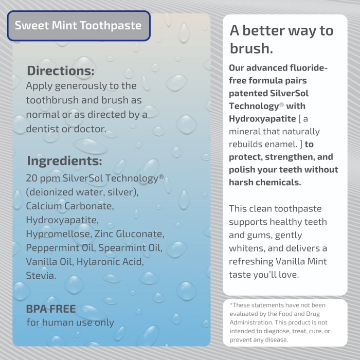 Silver Biotics Tooth Paste w/ Silver and Hydroxyapatite, Sweet Mint - 4 oz.
