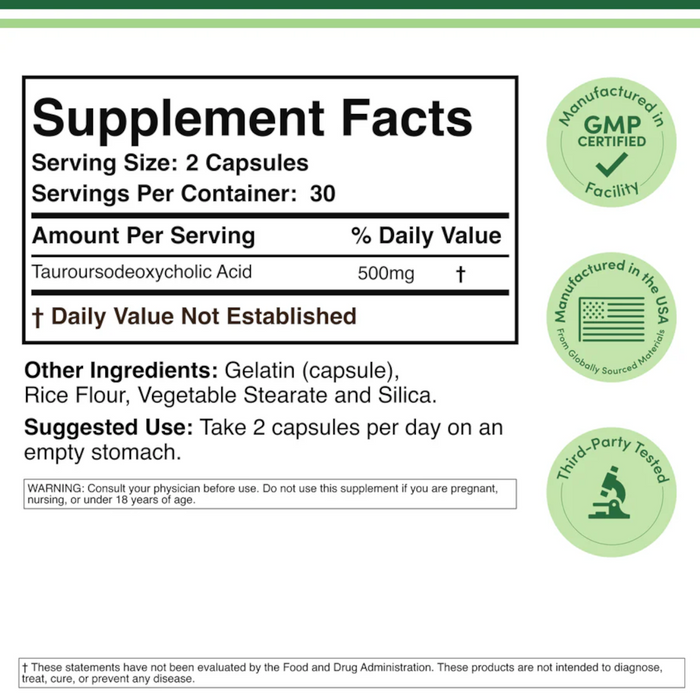 Double Wood Supplements Tudca 500 mg - 60 Capsules