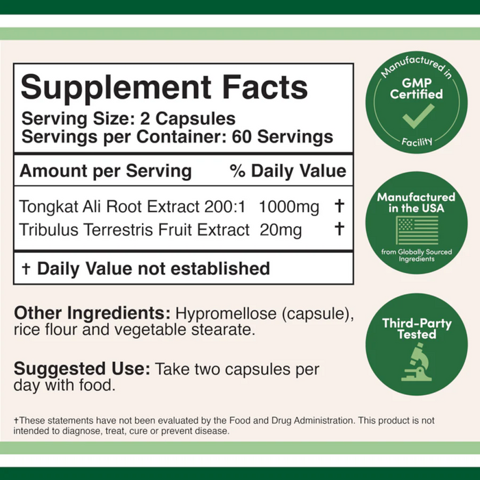 Double Wood Supplements Tongkat Ali Complex 1020 mg - 120 Capsules