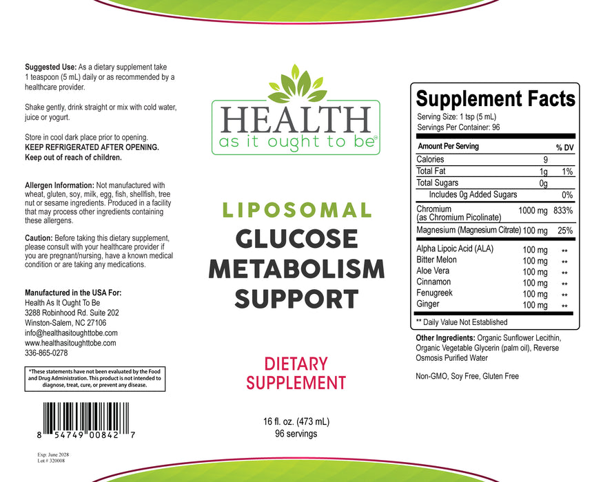 HAIOTB Liposomal Glucose Metabolism Support - 16 oz.