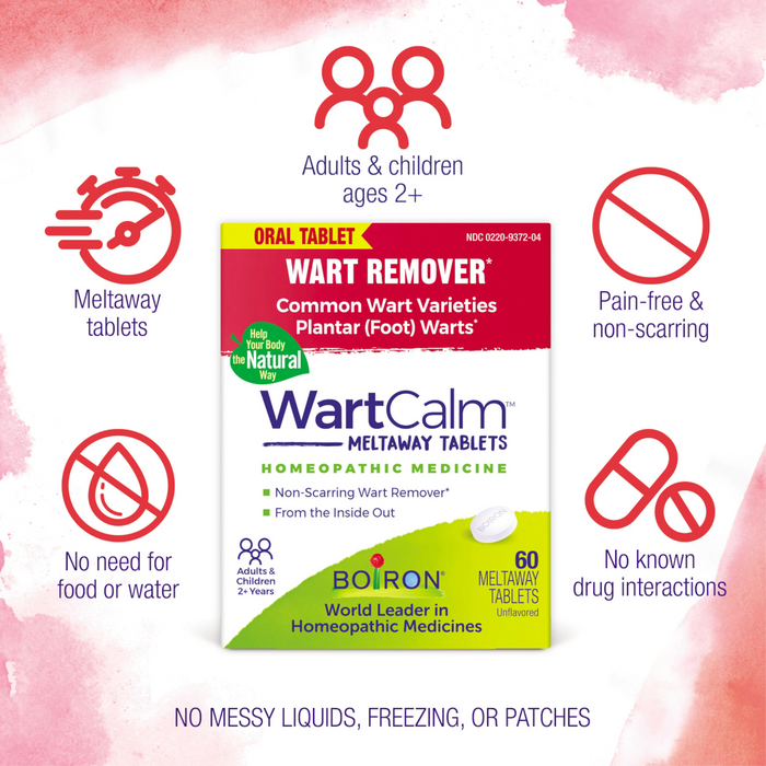 Boiron Homeopathic Medicine WartCalm Meltaway Tablets - 60 Tablets - Health As It Ought to Be