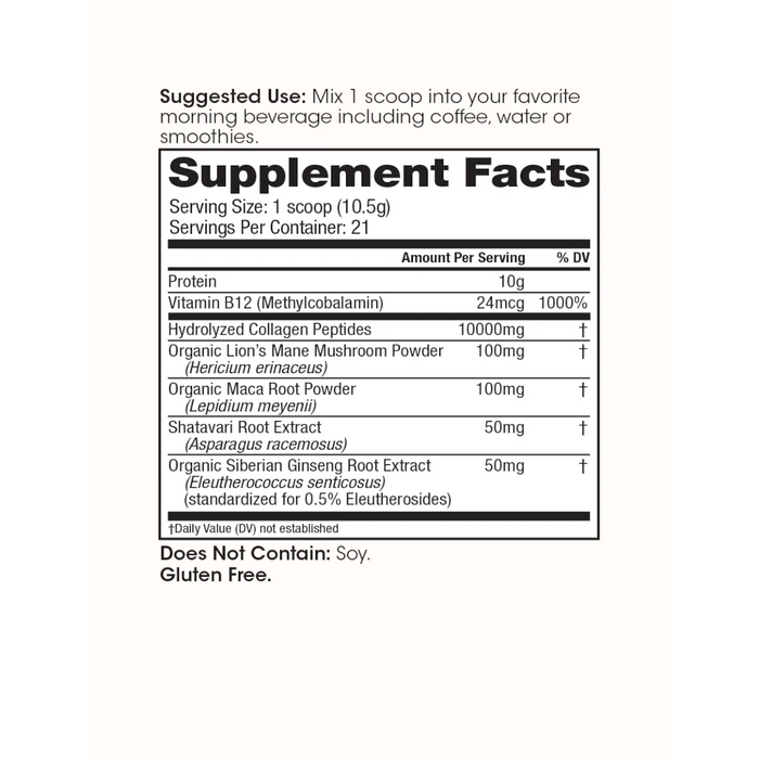 Winged Nutrition Women's Wellness Glow Up AM Collagen MORNING + Adaptogen Powder, Radiant Skin with Collagen, Schisandra, Tremella Mushroom & Biotin 25 servings - 9.72 oz