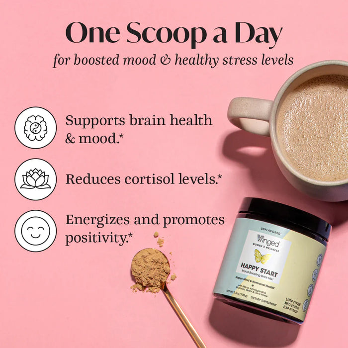 Winged Nutrition Women's Wellness > Happy Start Mood and Stress Powder - 3.5 oz PATIENT ONLY - Health As It Ought to Be