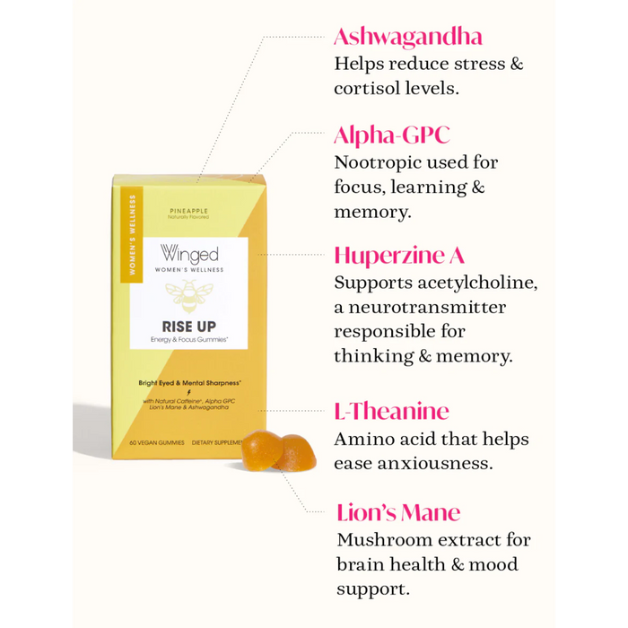 Winged Nutrition LLC Rise Up Energy & Focus Gummies - 60 Vegan Gummies PATIENT ONLY - Health As It Ought to Be