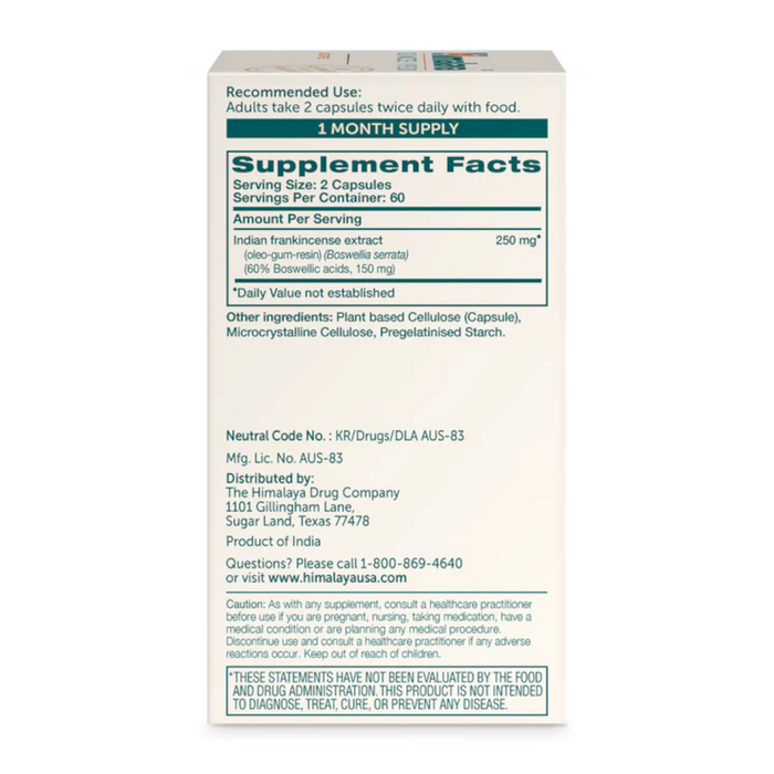 Himalaya Herbal Healthcare Boswellia 250 mg - 120 Vegetarian Capsules - Health As It Ought to Be