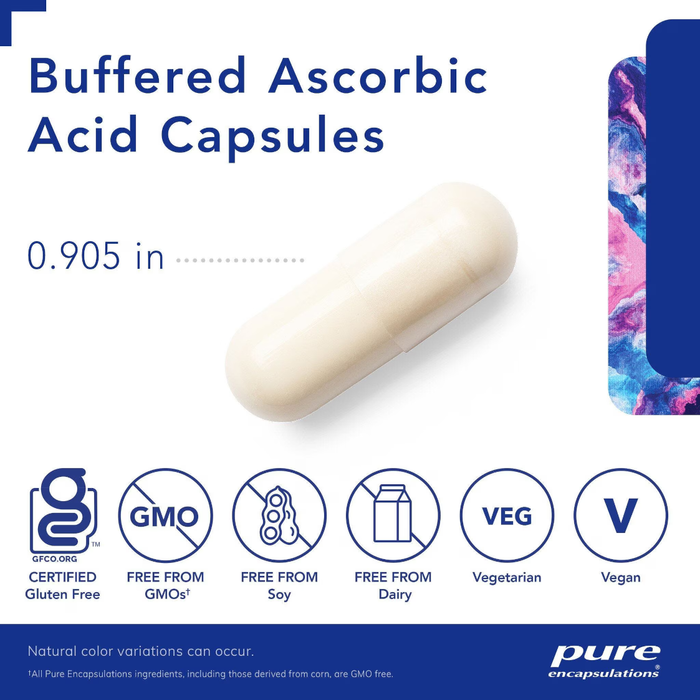 Pure Encapsulations Buffered Ascorbic Acid Capsules (Vitamin C) - 90 Capsules - Health As It Ought to Be
