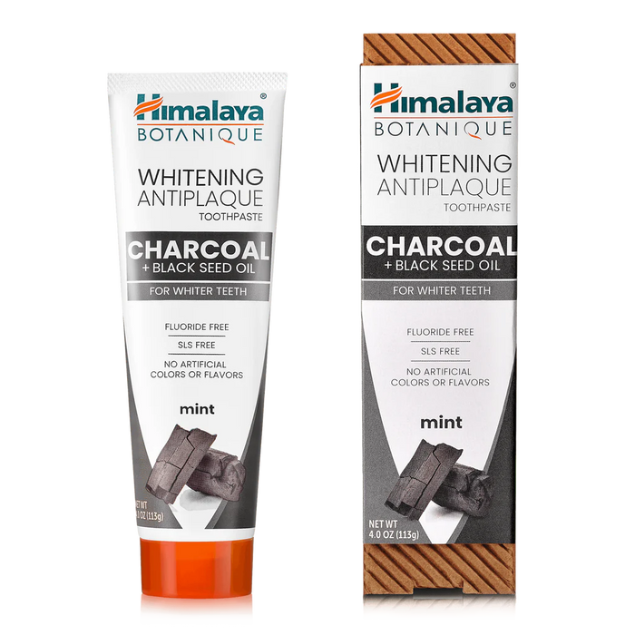 Himalaya Herbal Healthcare Whitening Antiplaque Toothpaste, Charcoal + Black Seed Oil, Mint - 4 oz. - Health As It Ought to Be