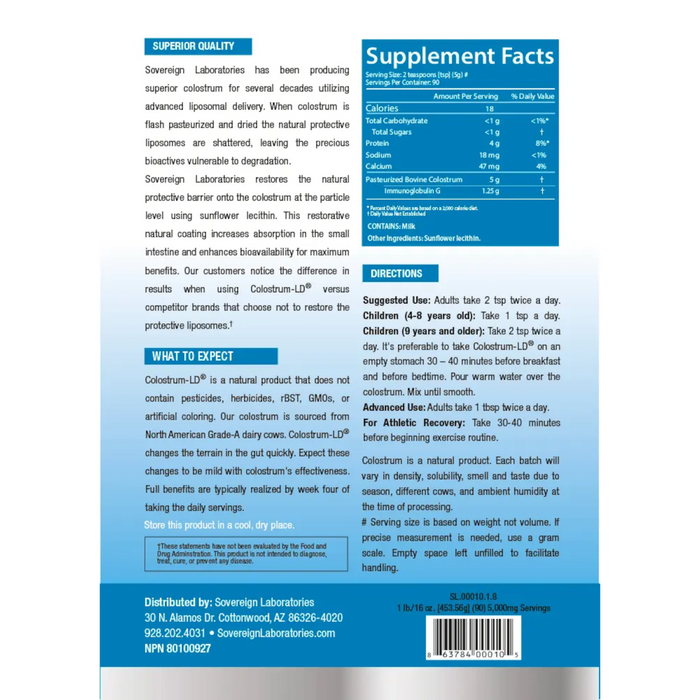 Sovereign Laboratories Colostrum-LD Powder - 16 oz. - Health As It Ought to Be