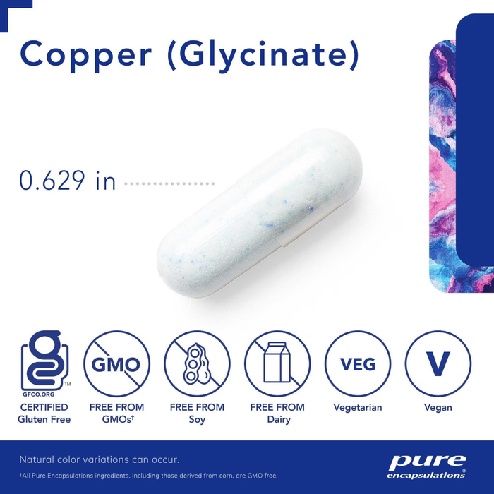 Pure Encapsulations Copper (glycinate) 2mg - 60 Capsules - Health As It Ought to Be