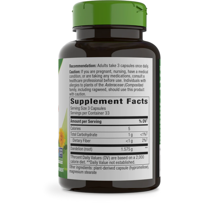 Nature's Way Dandelion Root 525 mg - 100 Capsules - Health As It Ought to Be