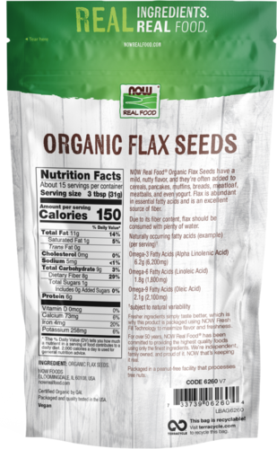 Now Foods Organic Flax Seeds 16 oz PATIENT ONLY - Health As It Ought to Be