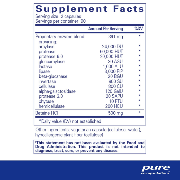 Pure Encapsulations Digestive Enzymes Ultra with Betaine HCl - 180 Capsules