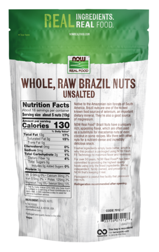 Now Foods Raw Brazil Nuts Whole & Unsalted - 12 oz. PATIENT ONLY - Health As It Ought to Be