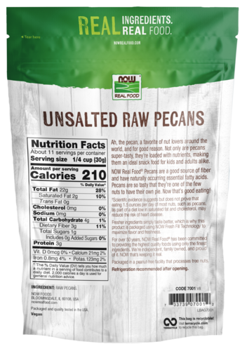 Now Foods Pecans Raw and Unsalted - 12oz PATIENT ONLY - Health As It Ought to Be