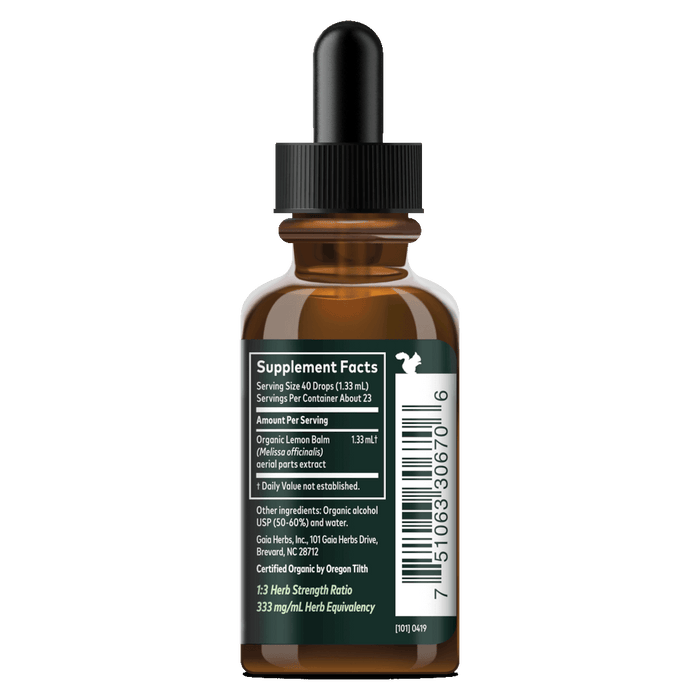 Gaia Organics Lemon Balm Extract 333 mg - 1 oz. - Health As It Ought to Be
