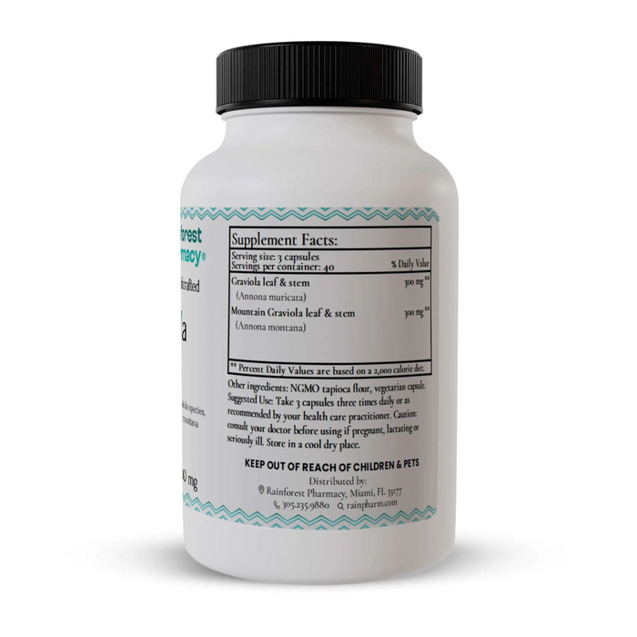 Rainforest Pharmacy Graviola Max 600 mg - 120 Vegetarian Capsules - Health As It Ought to Be