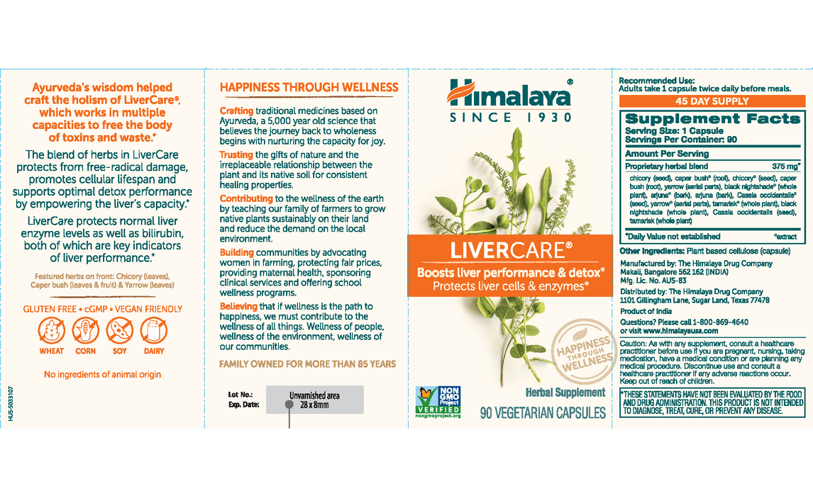 Himalaya Herbal Healthcare LiverCare 375 mg - 90 Vegetarian Capsules - Health As It Ought to Be