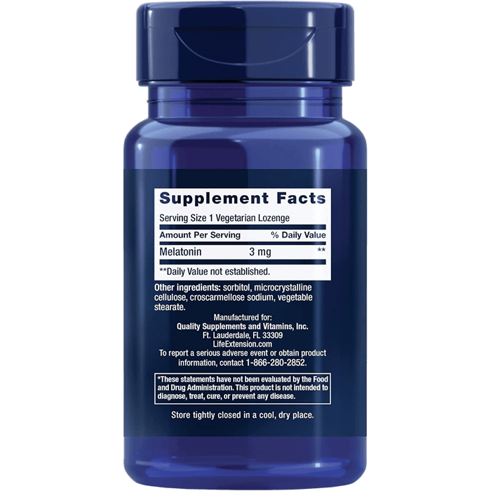 Life Extension Melatonin 3 mg - 60 Vegetarian Lozenges - Health As It Ought to Be