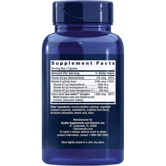Life Extension Vitamins D and K with Sea-Iodine™ - 60 Capsules - Health As It Ought to Be