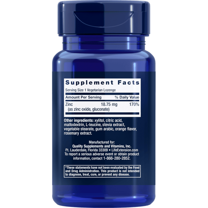 Life Extension Zinc Lozenges (Citrus-Orange Flavor) - 60 Vegetarian Lozenges - Health As It Ought to Be