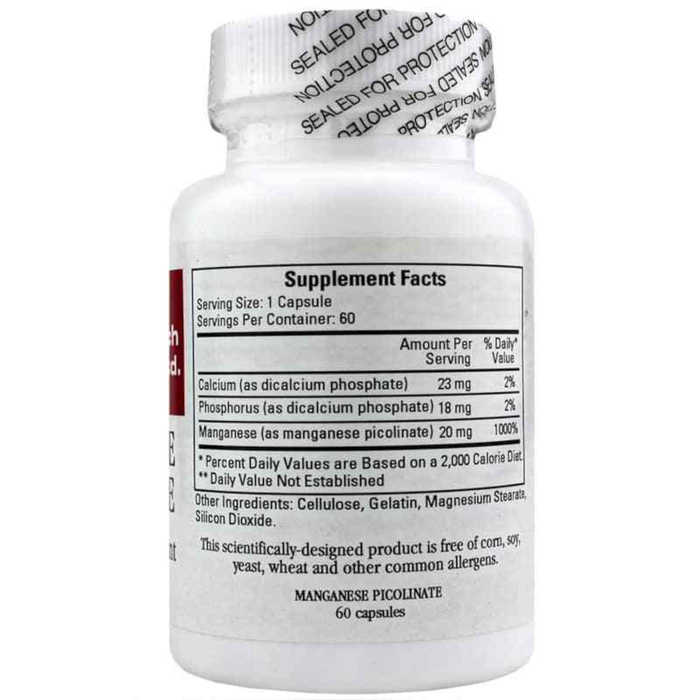 Cardiovascular Research Manganese Picolinate - 60 Capsules - Health As It Ought to Be