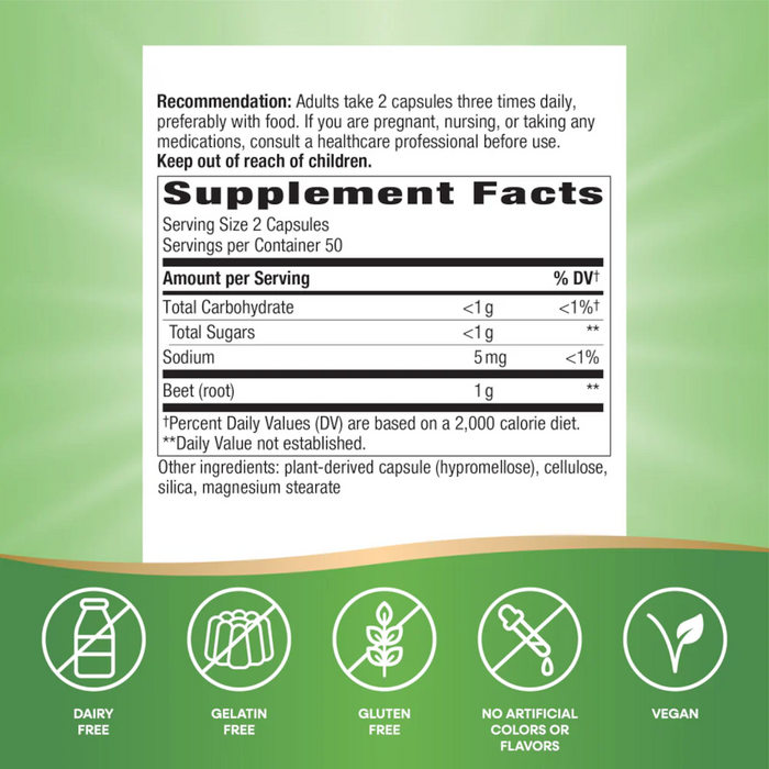 Nature's Way Beet Root - 100 vegan Capsules - Health As It Ought to Be