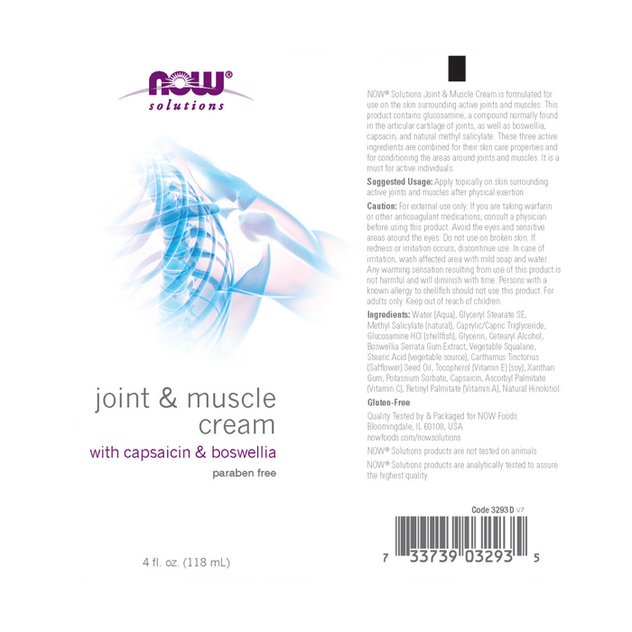 Now Foods Joint & Muscle Cream - 4 fl oz. - Health As It Ought to Be