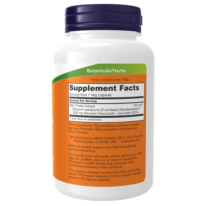 Now Foods Milk Thistle Extract 750 mg Silymarin (600 mg), Maximum Strength - 90 Veg Capsules - Health As It Ought to Be