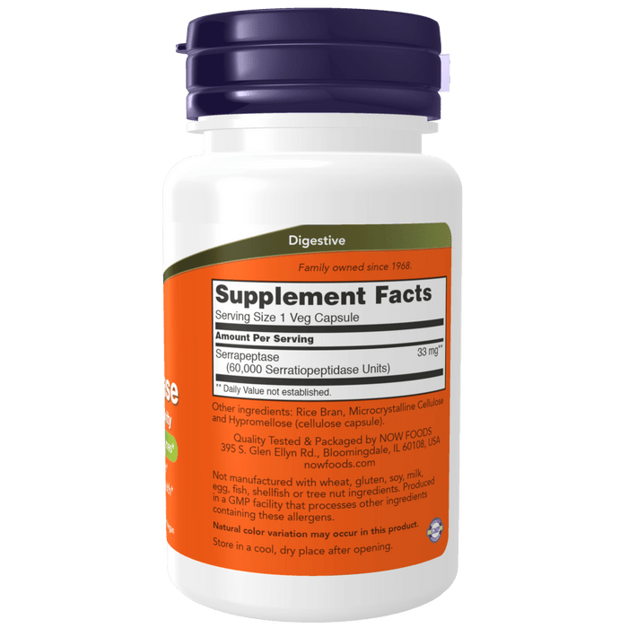 Now Foods Serrapeptase - 60 Veg Capsules - Health As It Ought to Be