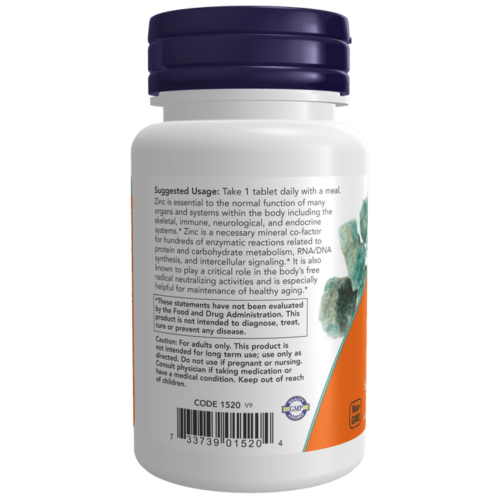 Now Foods Zinc 50 mg - 100 Tablets - Health As It Ought to Be