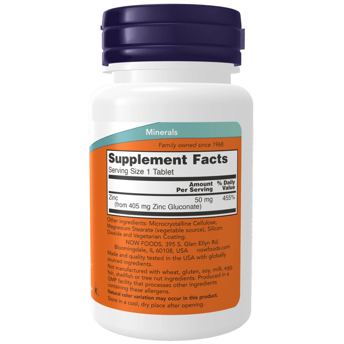 Now Foods Zinc 50 mg - 100 Tablets - Health As It Ought to Be