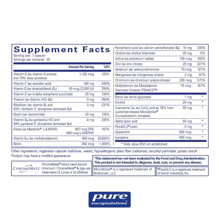 Pure Encapsulations O.N.E. Multivitamin - 30 Capsules - Health As It Ought to Be