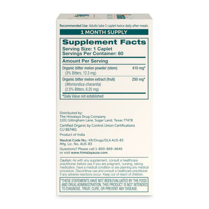 Himalaya Herbal Healthcare Organic Bitter Melon 660 mg - 60 Caplets - Health As It Ought to Be