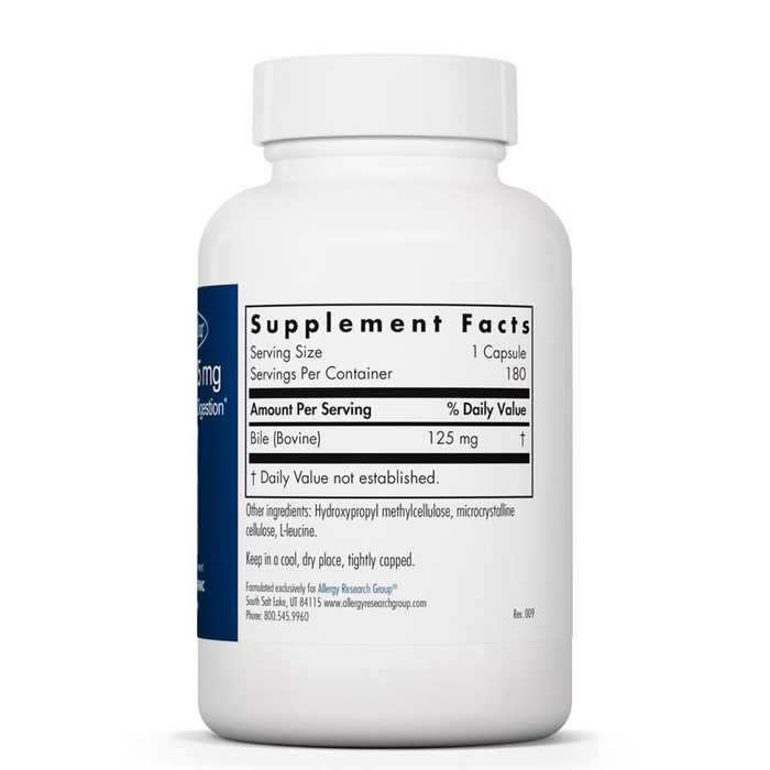 Allergy Research Group Ox Bile 125 mg - 180 Vegicaps - Health As It Ought to Be