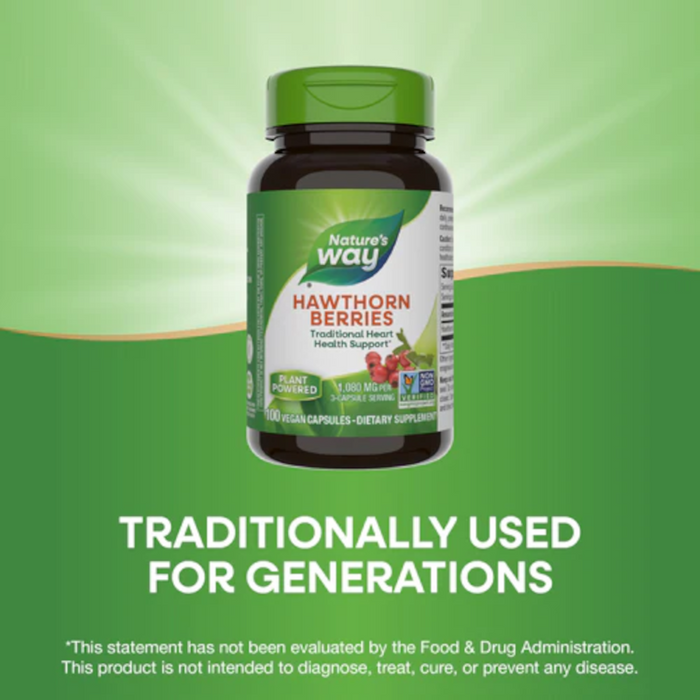 Nature's Way Hawthorn Berries - 100 Capsules - Health As It Ought to Be