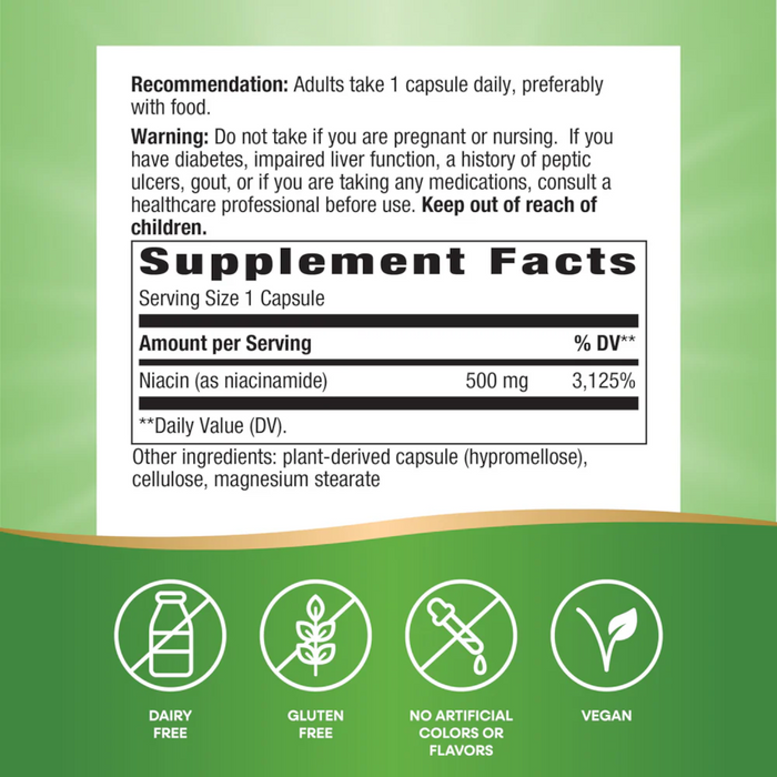 Nature's Way Niacinamide 500 mg - 100 Capsules - Health As It Ought to Be