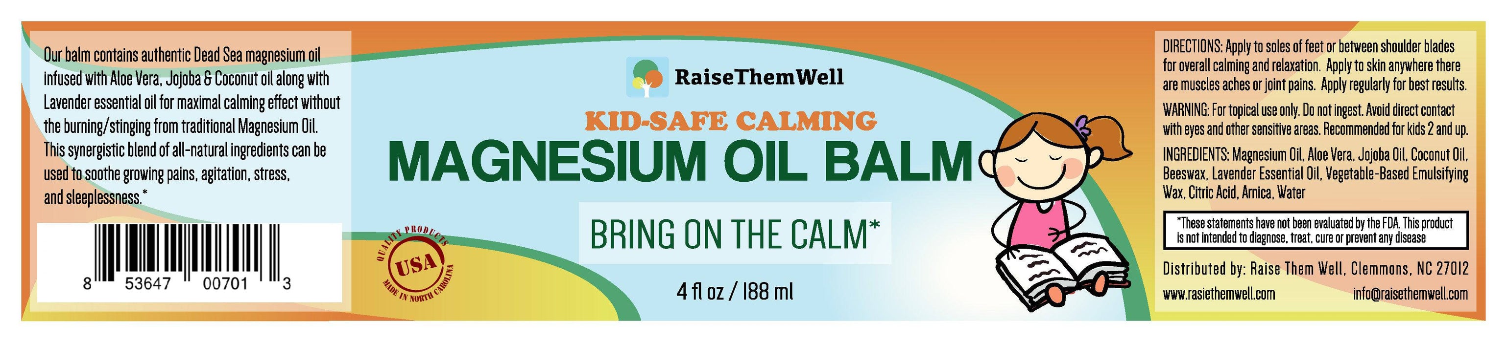 Raise Them Well Kid-Safe Calming Magnesium Oil Balm - 4 fl. oz. - Health As It Ought to Be