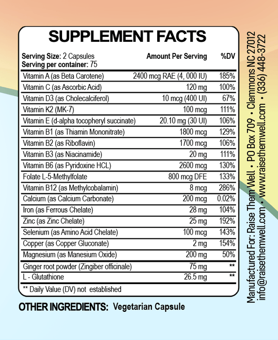 Raise Them Well Physician Developed Prenatal & Breastfeeding Multivitamin - 150 Veggie Capsules - Health As It Ought to Be