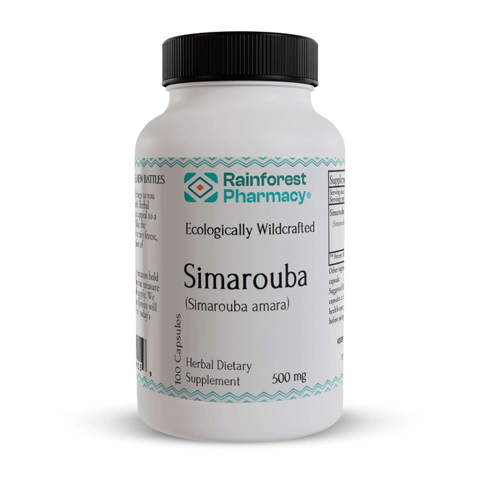 Rainforest Pharmacy Simarouba 500 mg - 100 Vegetarian Capsules - Health As It Ought to Be