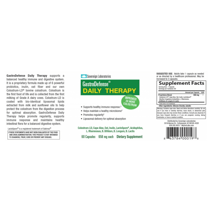 Sovereign Laboratories Gastrodefense Daily - 60 Capsules - Health As It Ought to Be