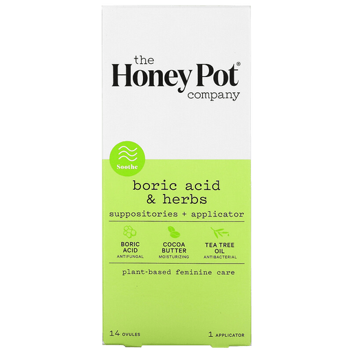 The Honey Pot Company Boric Acid & Herbs, Suppositories + Applicator - 14 Ovules, 1 Applicator - Health As It Ought to Be