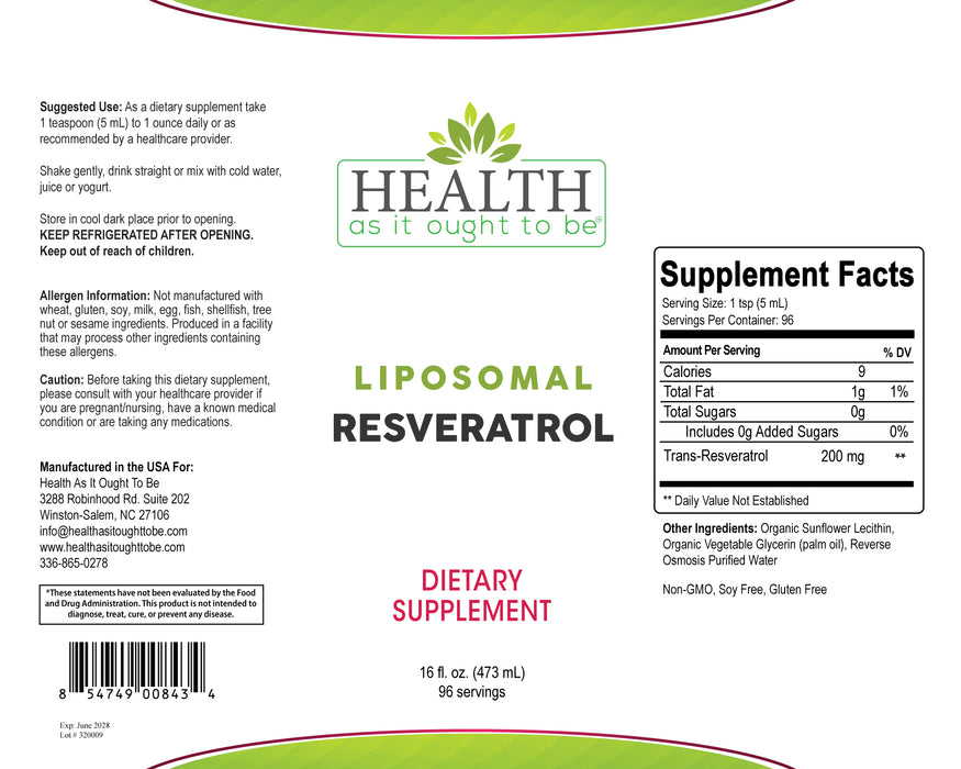 HAIOTB Liposomal Resveratrol - 16 oz.